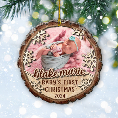 Custom Baby Photo 2-Layer Wood Ornament