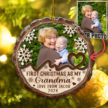 Custom Grandma Photo 2-Layer Wood Ornament