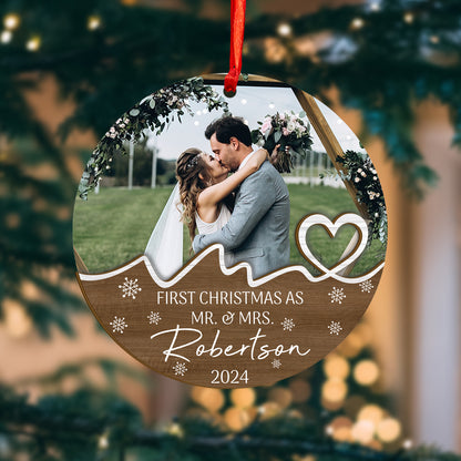 Custom Photo Wedding Wood and Acrylic Ornament