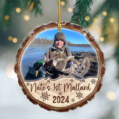 Custom Hunting Mallard Photo Wood Ornament