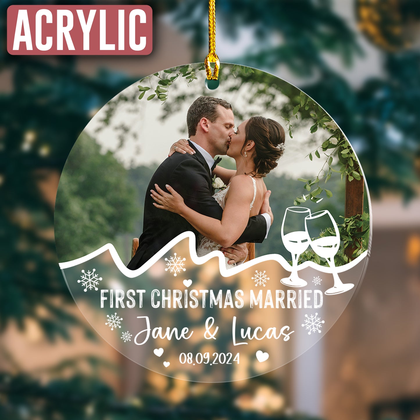 Custom Wedding Photo Ornament