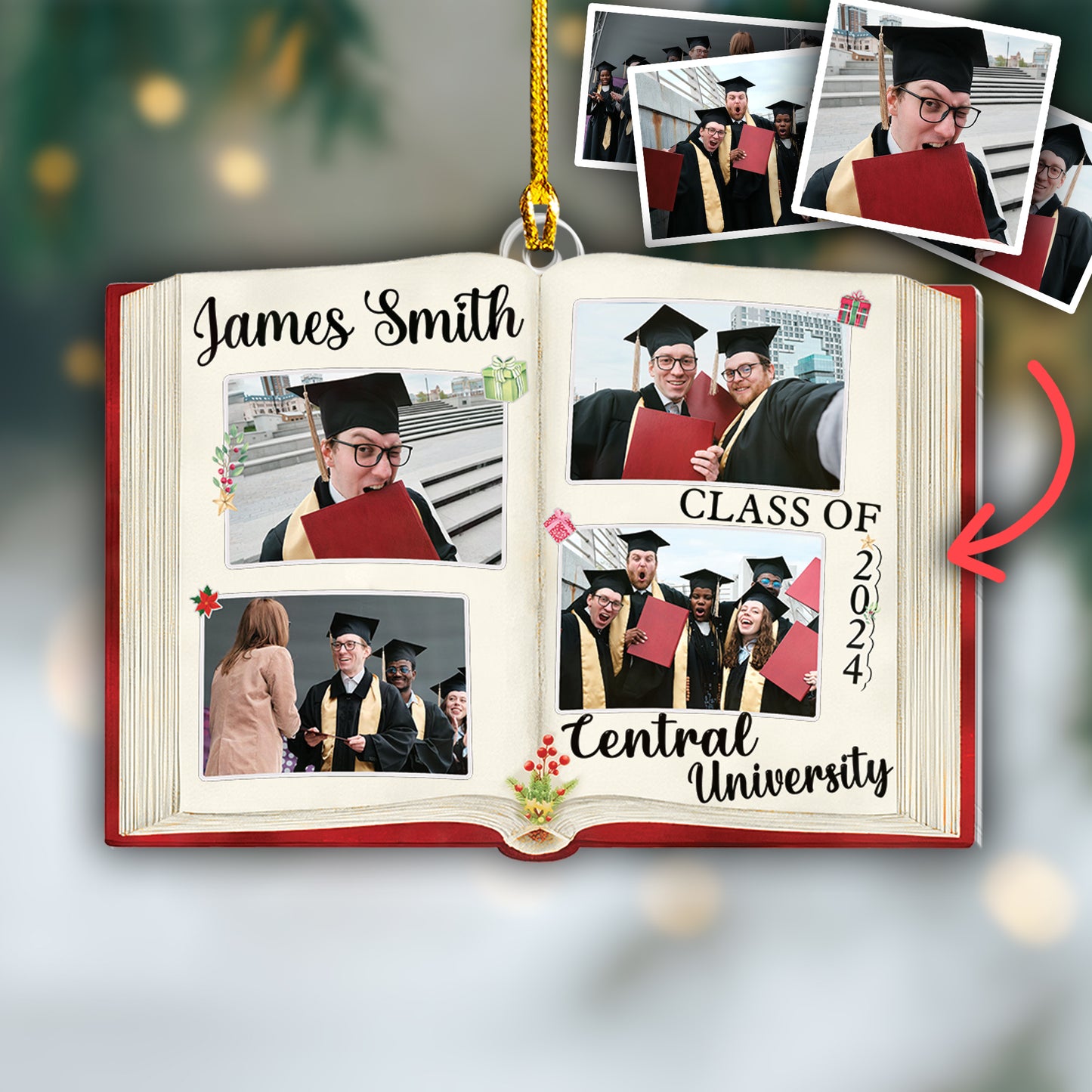 Custom Photos Graduation Photobook Ornament