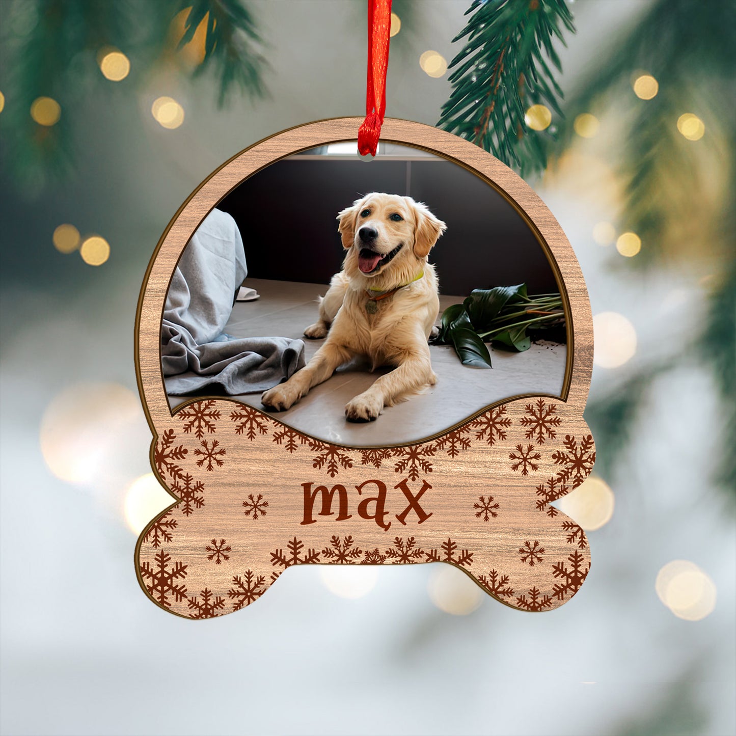 Custom Photo Dog Wood and Acrylic Ornament