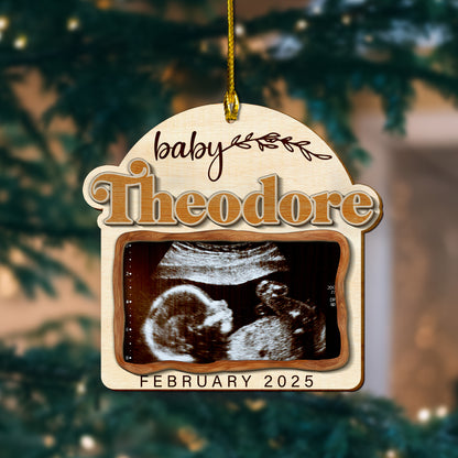 Custom Photo Ultrasound Baby 2-Layer Wood Ornament