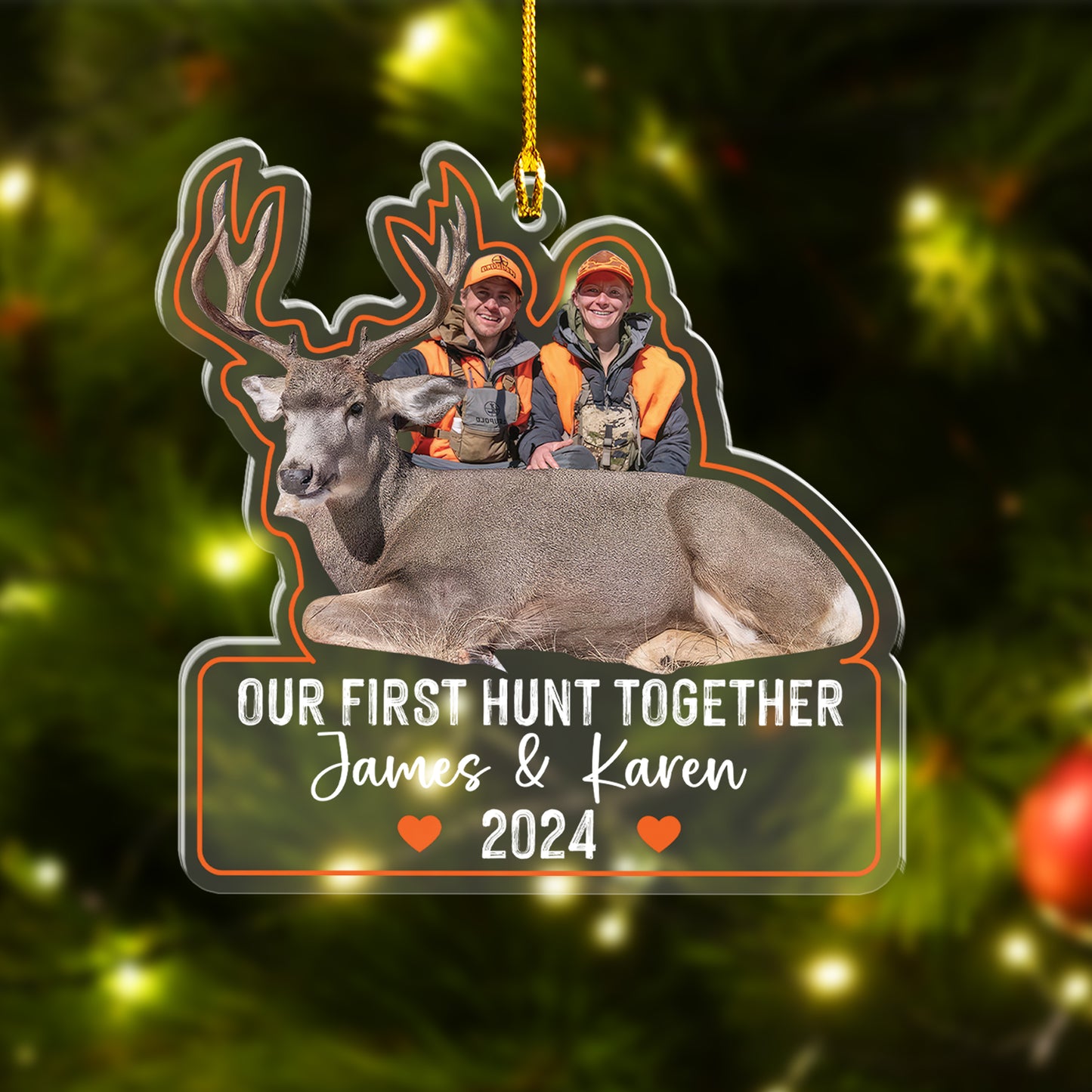 Custom Couple Hunting Photo Acrylic Ornament