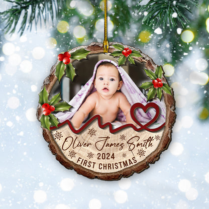 Custom Baby Photo 2-Layer Wood Ornament