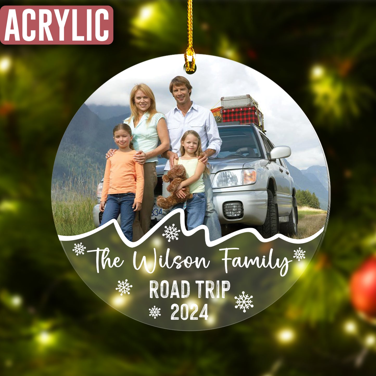 Custom Family Photo Road Trip Ornament