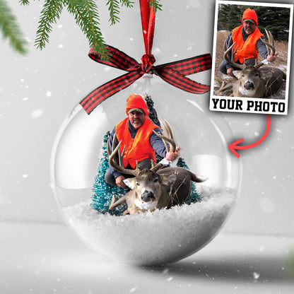 Custom Hunting Photo Clear Bauble Ornament