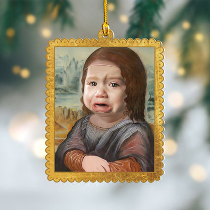 Custom Funny Mona Lisa Face Acrylic Ornament