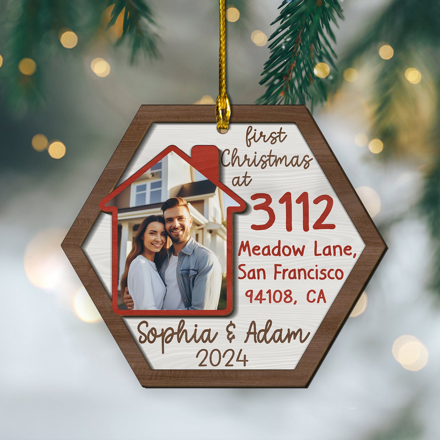 Custom New Home Photo 2-Layer Wood Ornament