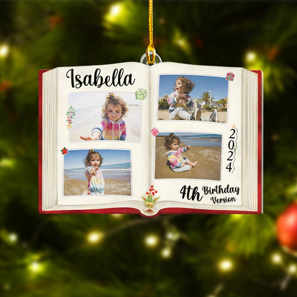 Custom Photo Book Birthday Ornament