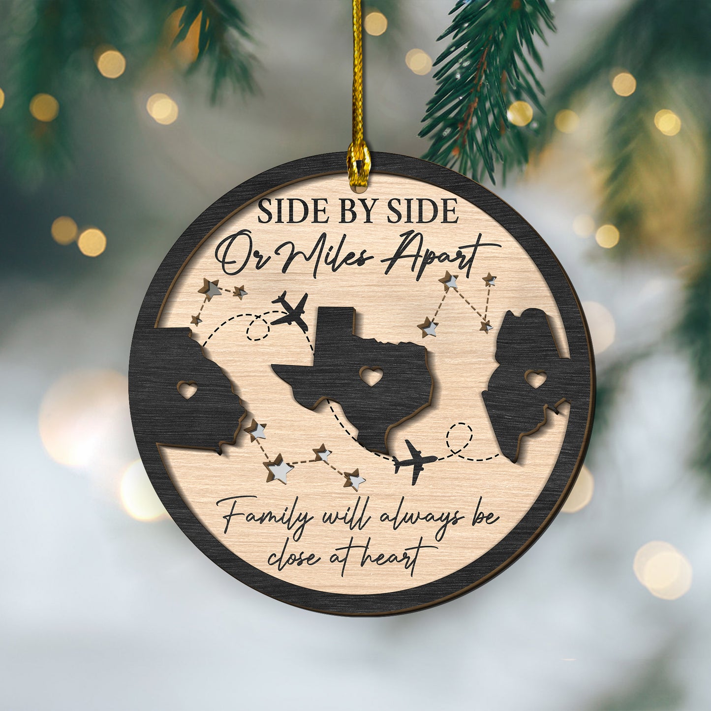 Custom Long Distance 2-Layers Wood Ornament