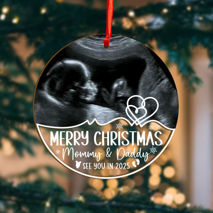 Custom Ultrasound Photo Baby Wood and Acrylic Ornament