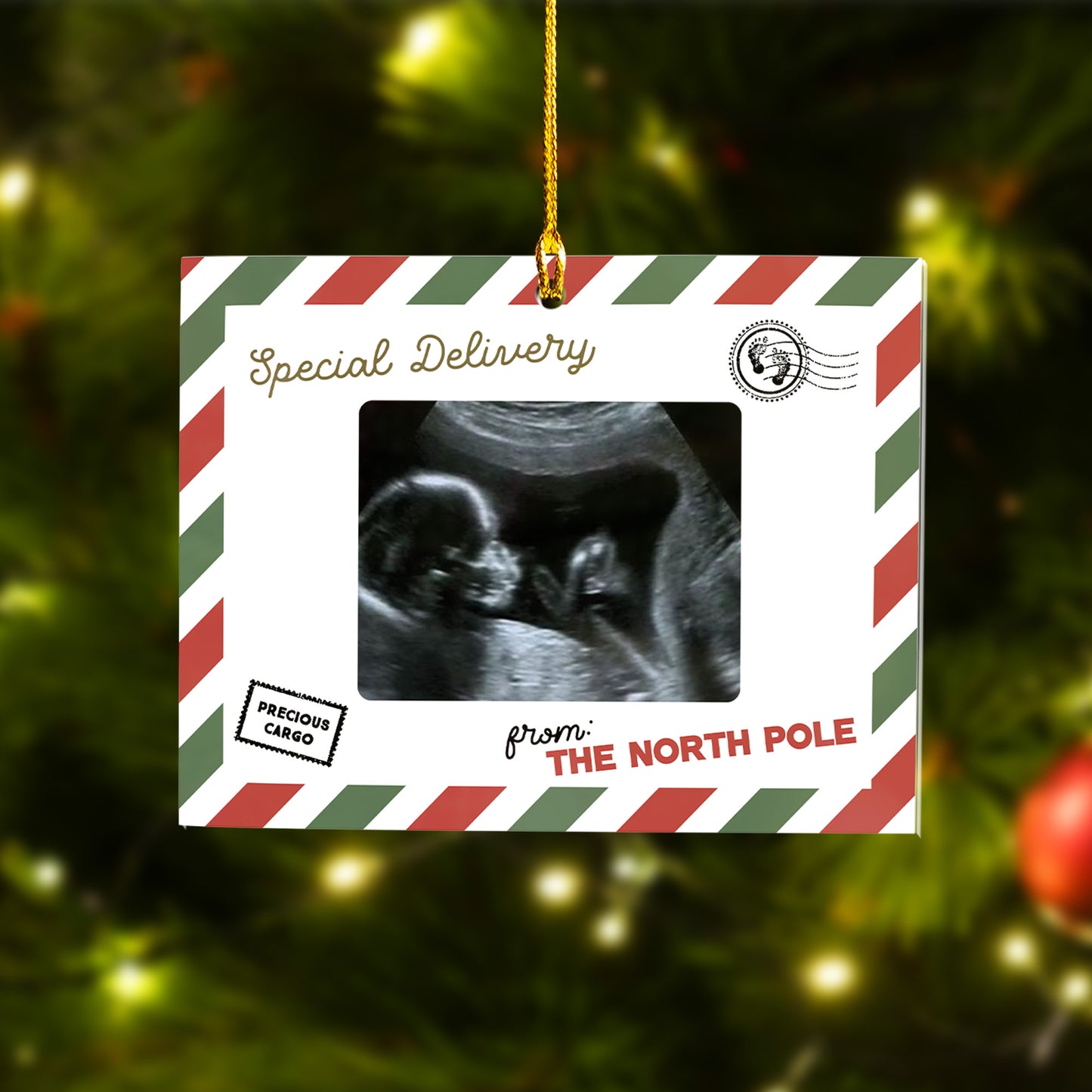 Custom Baby Ultrasound Photo Santa Letter Ornament