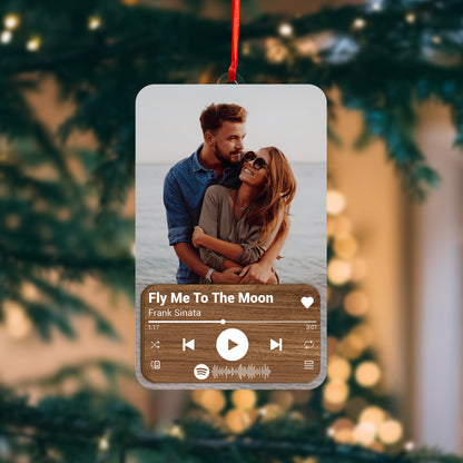 Custom Photo Couple Music Player Wood and Acrylic Ornament