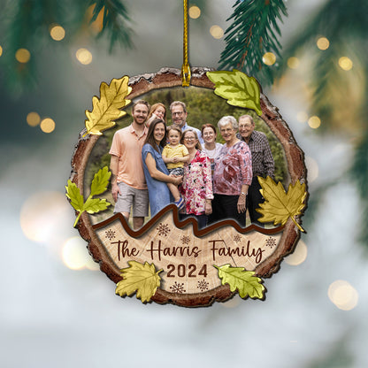 Custom Family Photo 2-Layers Wood Slice Ornament