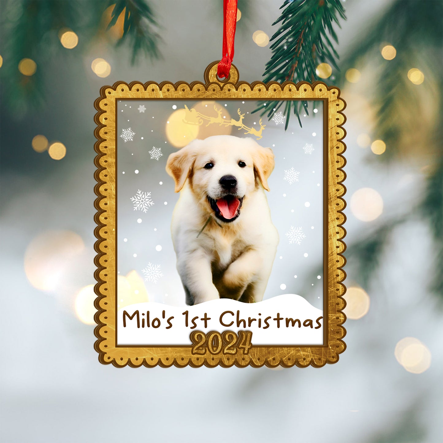 Custom Dog Photo Wood and Acrylic Ornament