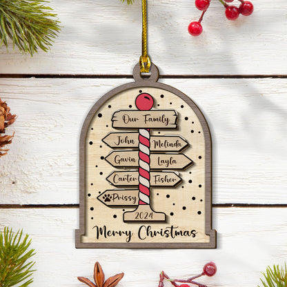 Custom Names Signposts 2-Layer Wood Ornament