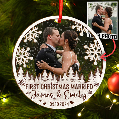 Custom Wedding Photo Wood and Acrylic Ornament