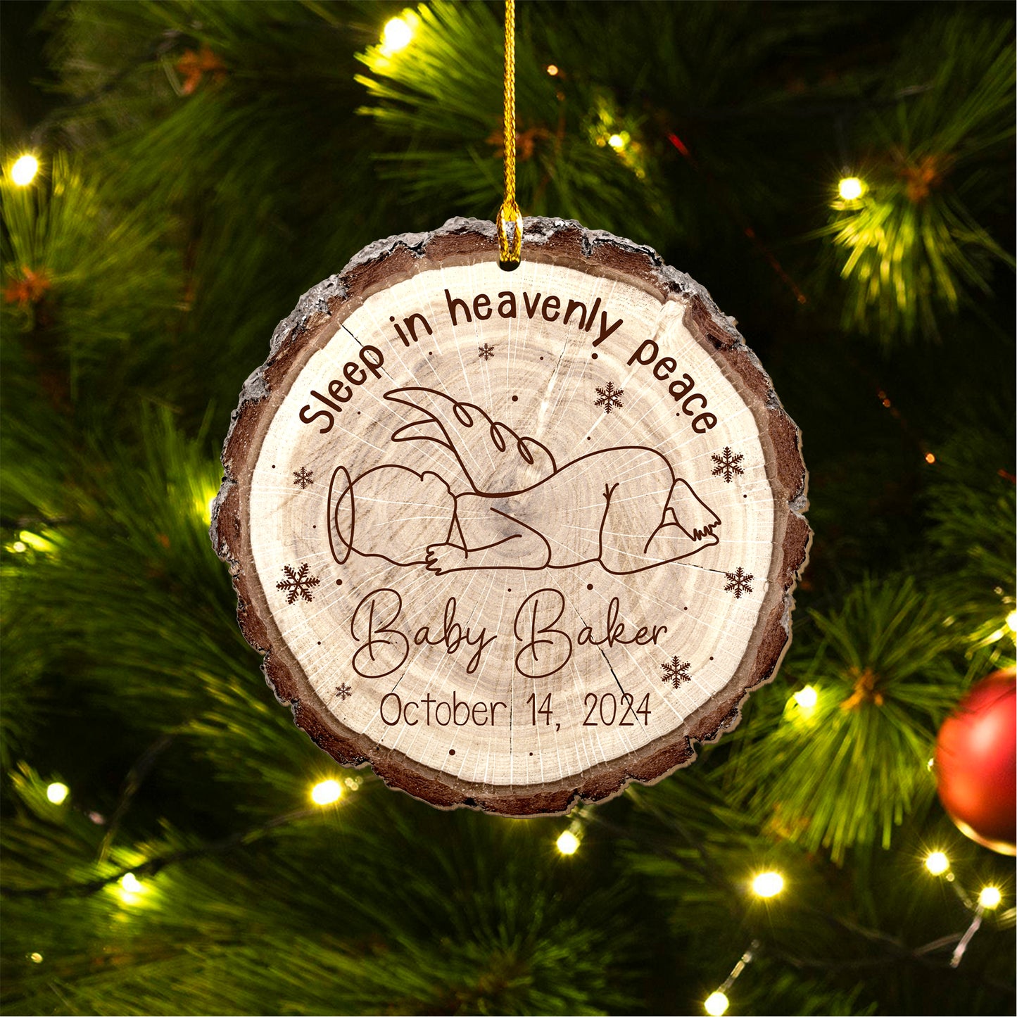 Custom Baby Memorial Wood Slice Ornament