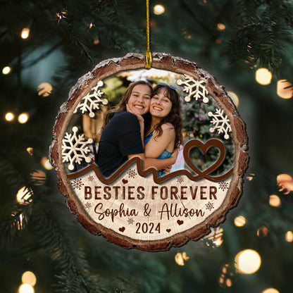 Custom Bestie Photo 2-Layer Wood Ornament