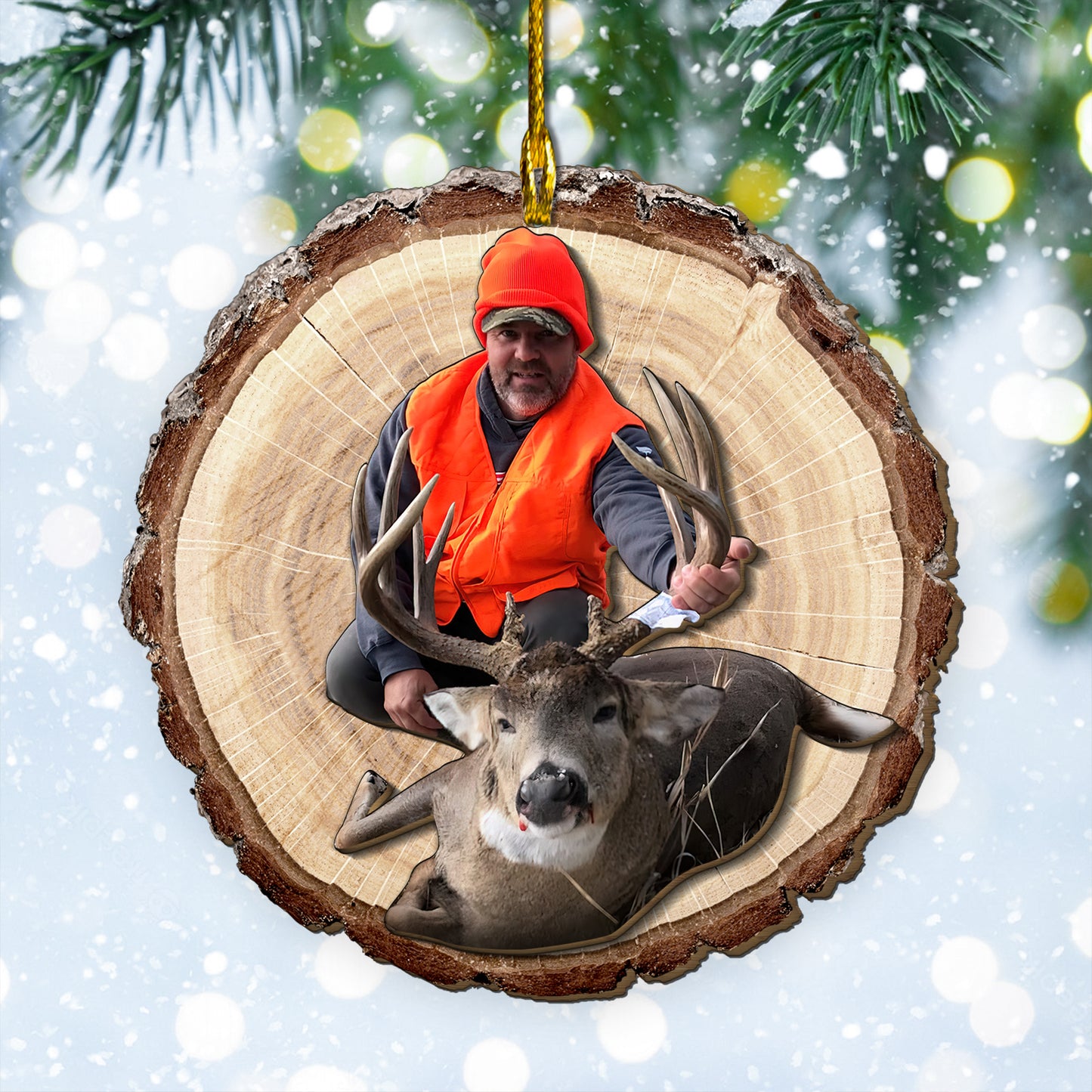 Custom Hunting 2-Layer Wood Ornament