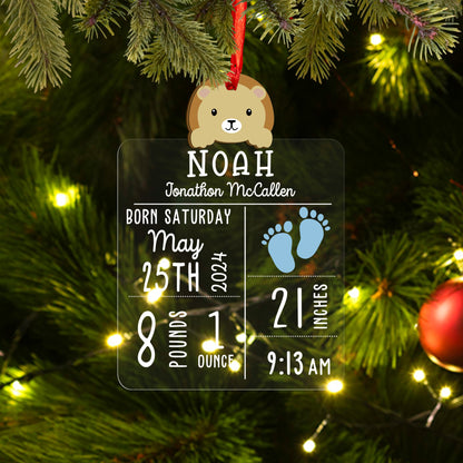 Custom Baby Stats Board Wood and Acrylic Ornament