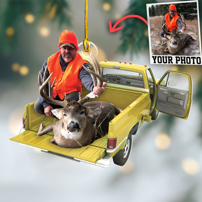 Custom Hunting Photo Vintage Truck Ornament