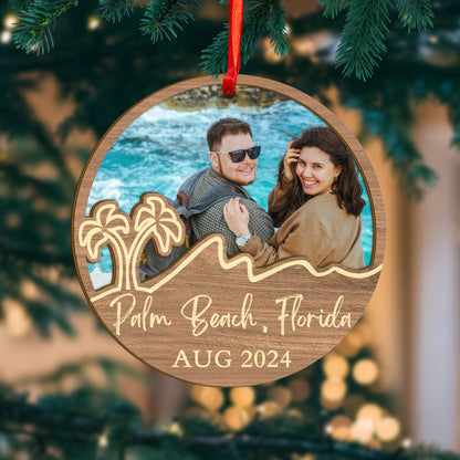 Custom Vacation Photo Wood and Acrylic Ornament