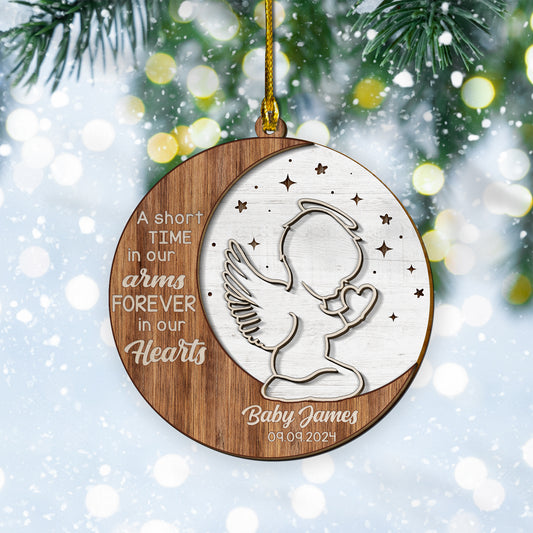 Custom Baby Name Memorial 2-Layers Wood Ornament