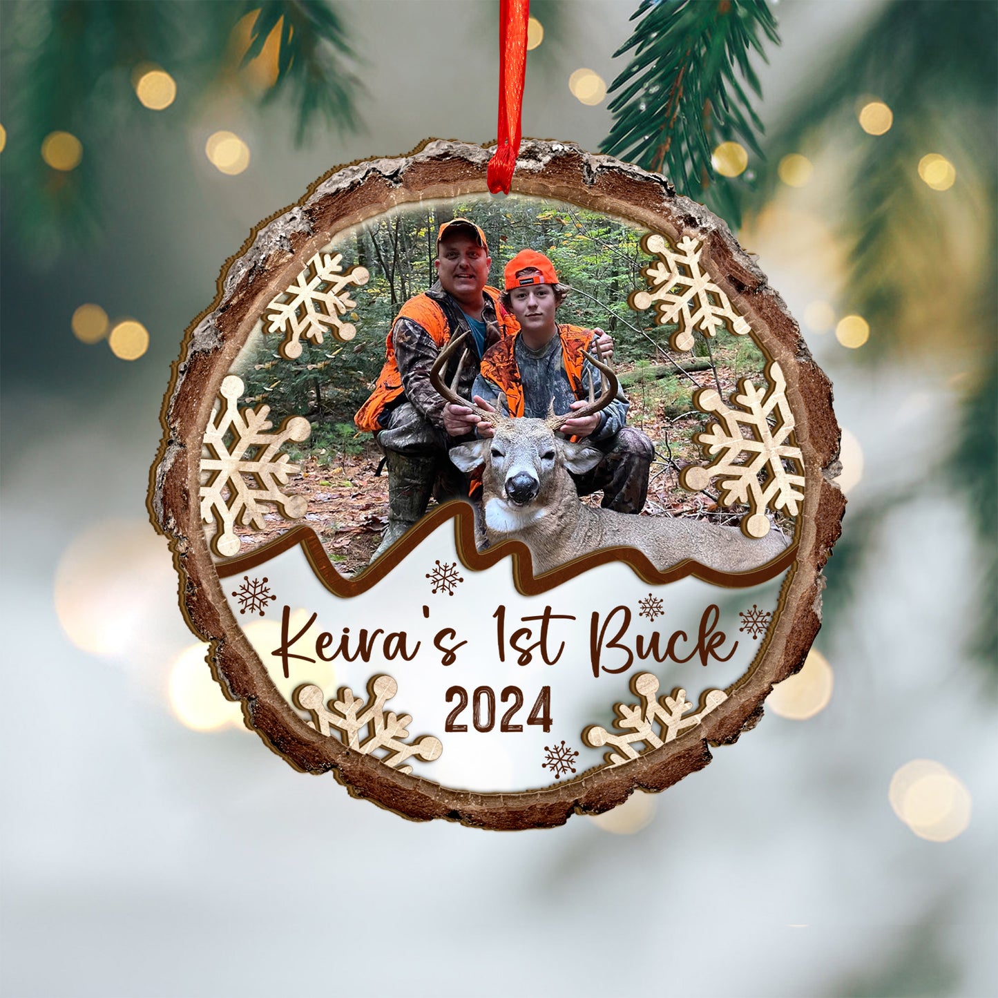 Custom Hunting Photo Wood and Acrylic Ornament