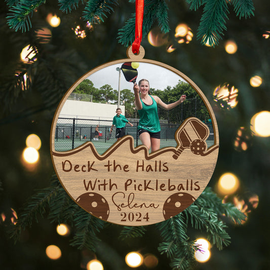 Custom Pickleball Photo Wood and Acrylic Ornament