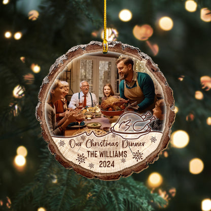 Custom Christmas Family Photo Dinner Wood Slice Ornament