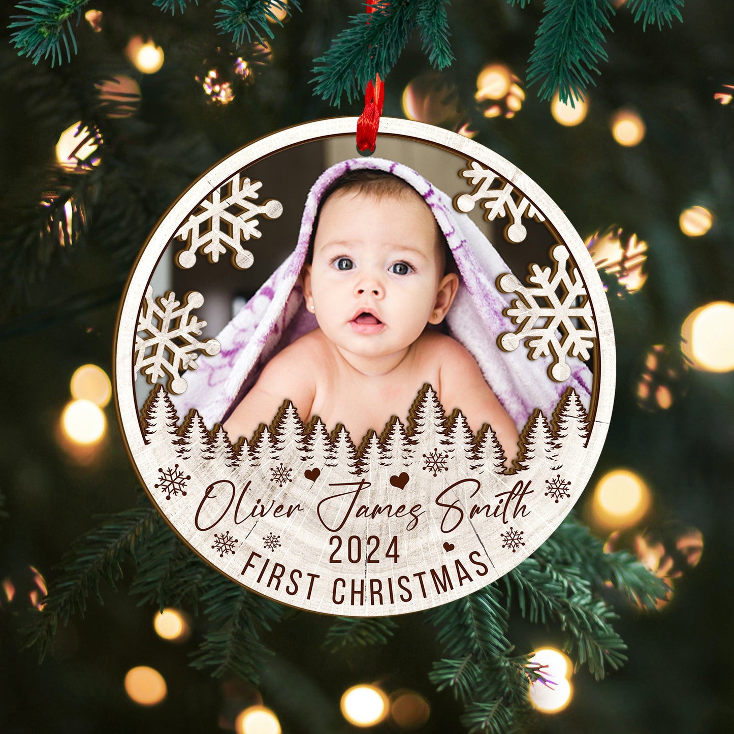 Custom Baby Photo Wood and Acrylic Ornament