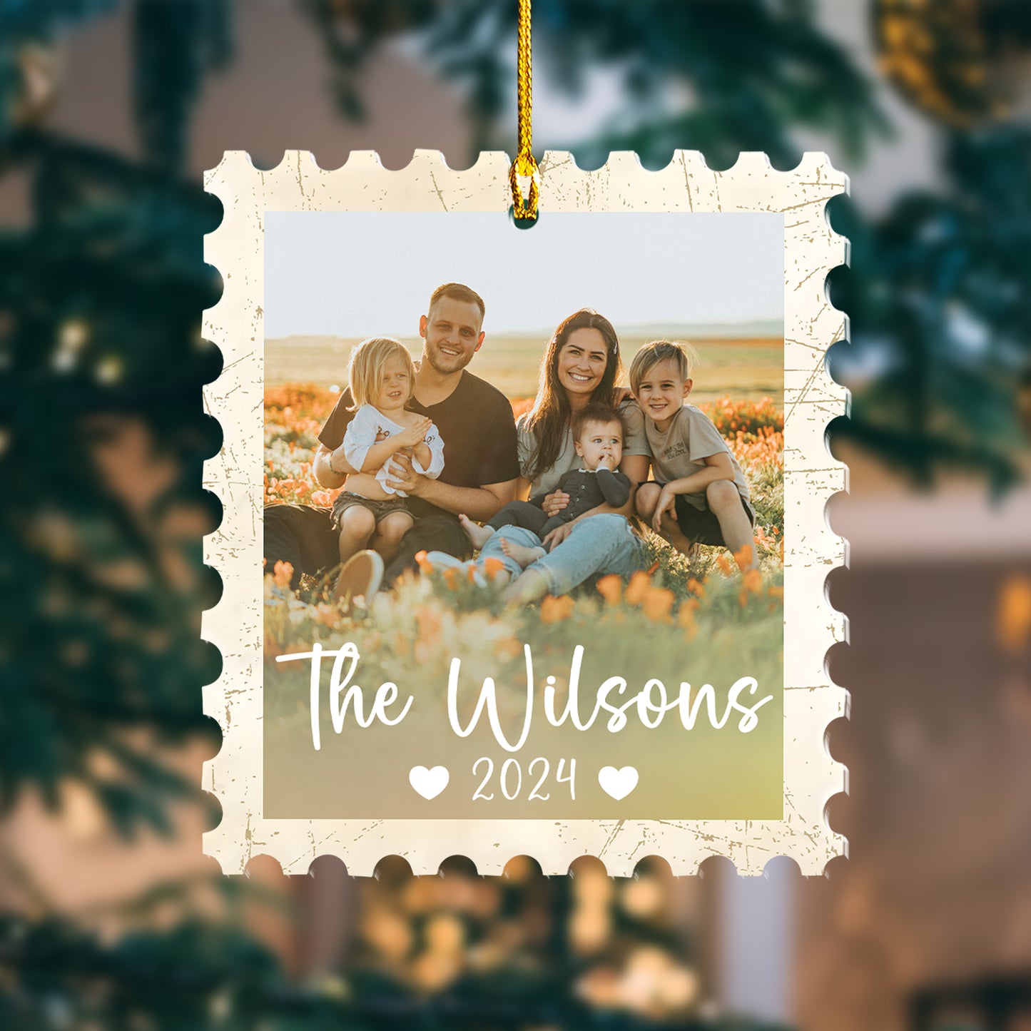 Custom Stamp Teacher Family Photo Ornament