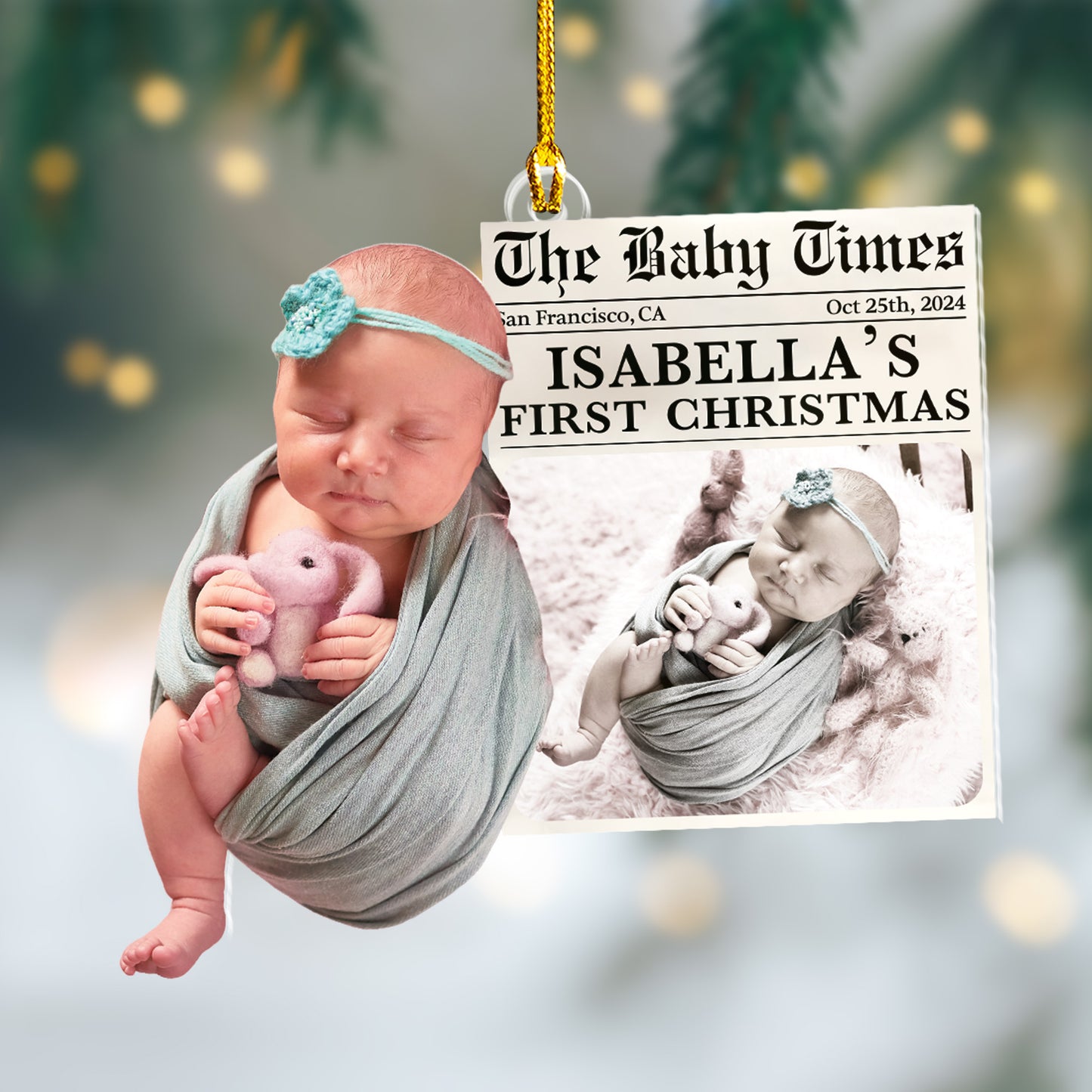 Custom Baby Photo Newspaper Ornament