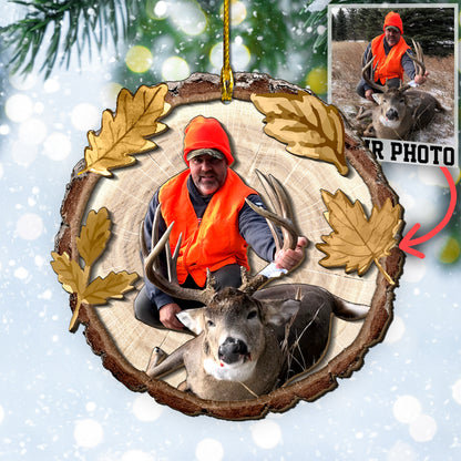 Custom Hunting Photo 2-Layer Wood Ornament