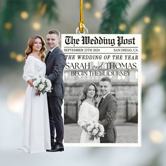 Custom Wedding Photo Newspaper Ornament