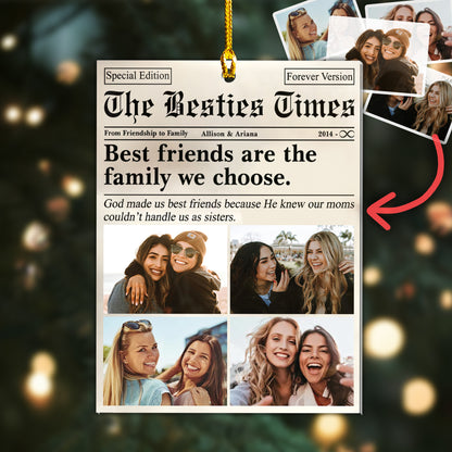 Custom Besties Photo Newspaper Ornament