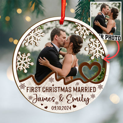 Custom Wedding Photo Wood and Acrylic Ornament