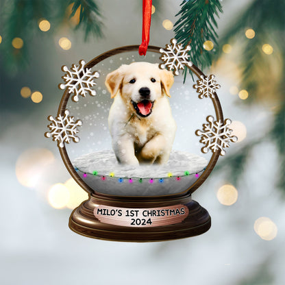 Custom Memorial Dog Photo Wood and Acrylic Ornament