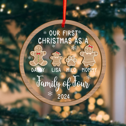 Custom Our First Christmas Gingerbread Wood and Acrylic Ornament