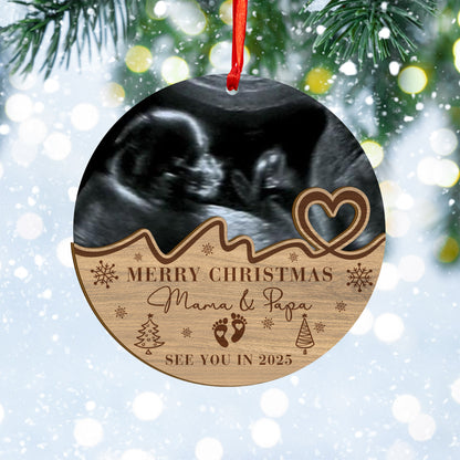 Custom Ultrasound Photo Baby Wood and Acrylic Ornament