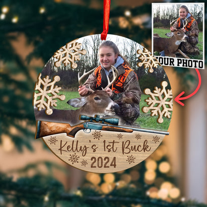 Custom Hunting Photo Borderless Wood and Acrylic Ornament