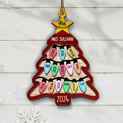 Custom Class List Christmas Tree 2-Layers Wood Ornament