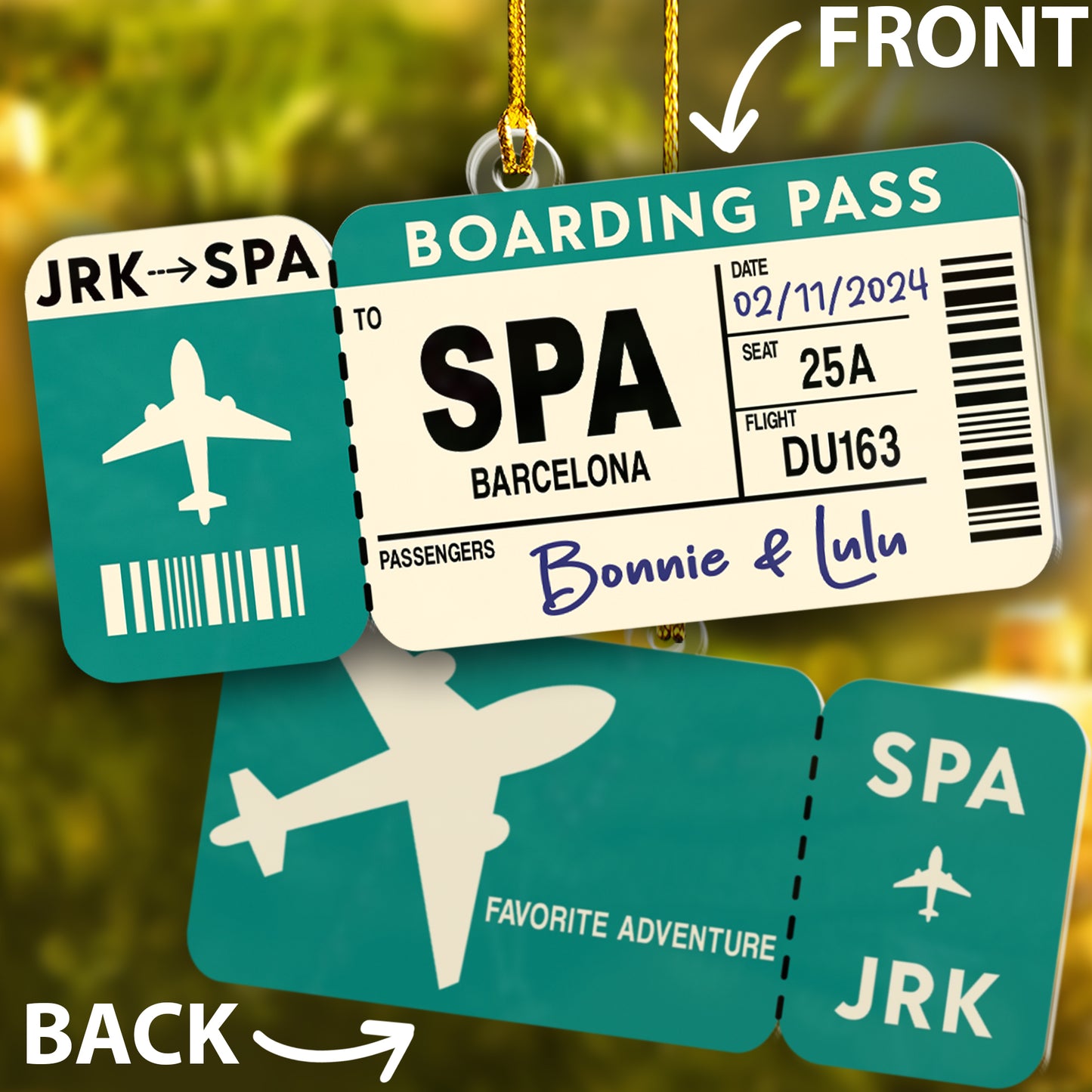 Custom 2-Sides Boarding Pass Ornament