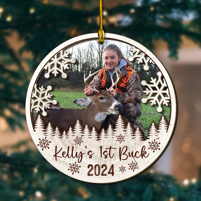 Custom Hunting Photo 2-Layer Wood Ornament