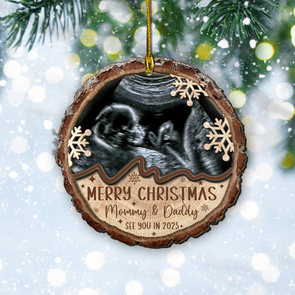 Custom Baby Ultrasound Photo 2-Layer Wood Ornament