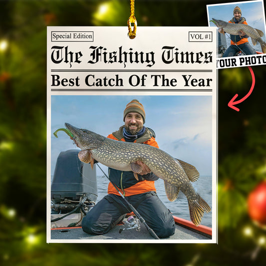 Custom Fishing Photo Newspaper Ornament