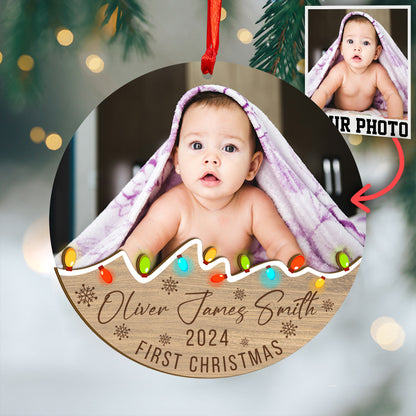 Custom Baby Photo Wood and Acrylic Ornament